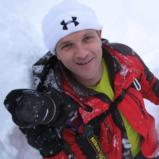 Jason Kirby with a camera in the snow, early photography days